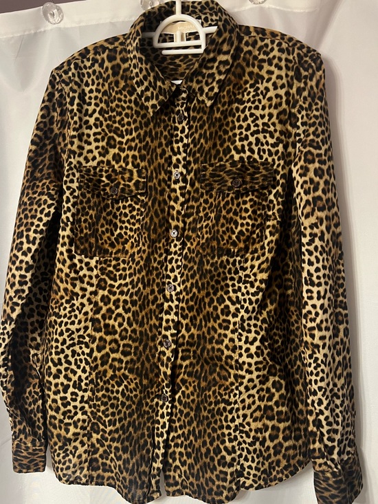 Michael Kors Tops - Michael Kors Leopard Print Button-Up Shirt - Brown & Black. Adjustable sleeve